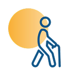 A person walking while using a cane
